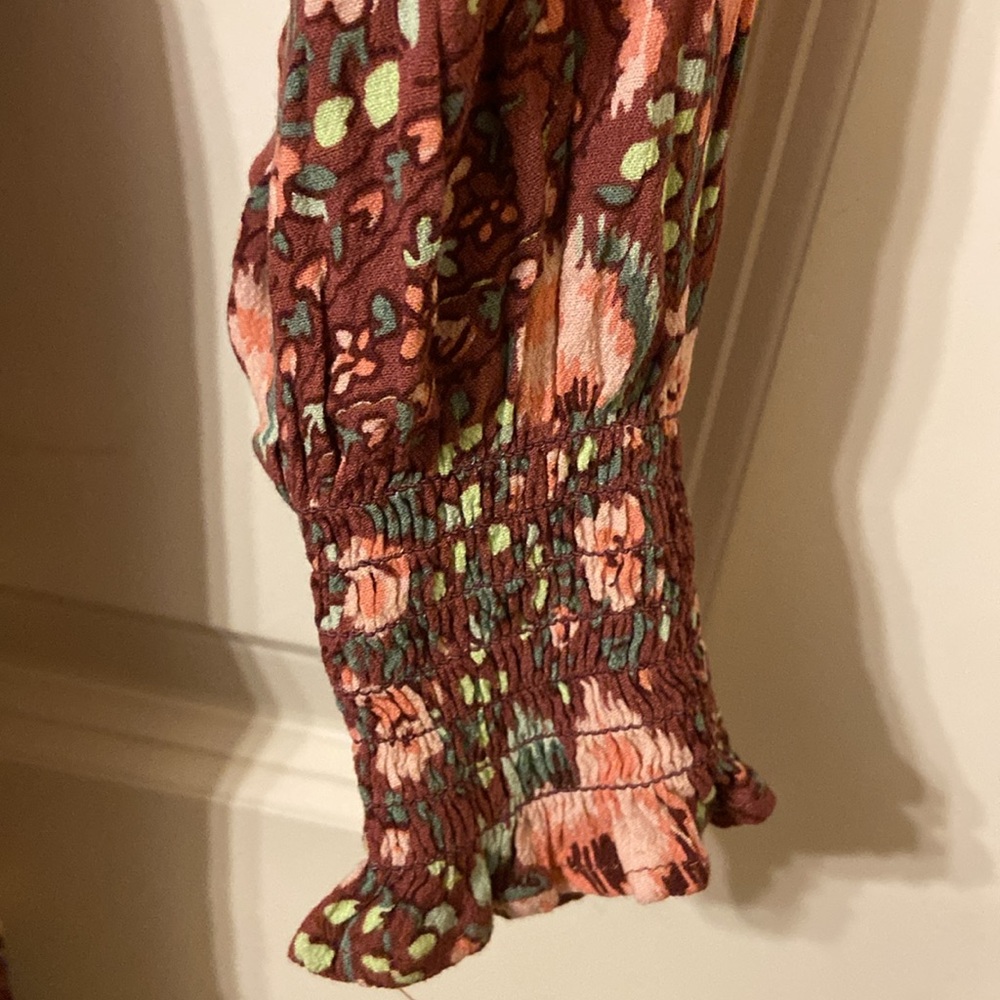 Aerie XS Smocked Tie at Neck Bohemian Style Dress - Picture 6 of 9
